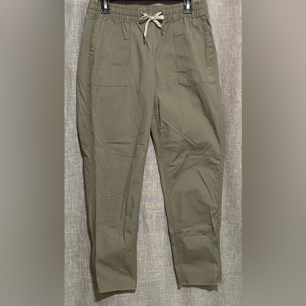 Vuori Vintage Ripstop Crop Pant-SMALL- in heather beige-fringe hem